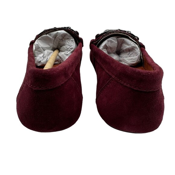 Vionic Women's Suede Moccasins Silver Horsebit Dayna Snake Print Burgundy Size 5 - Picture 6 of 7